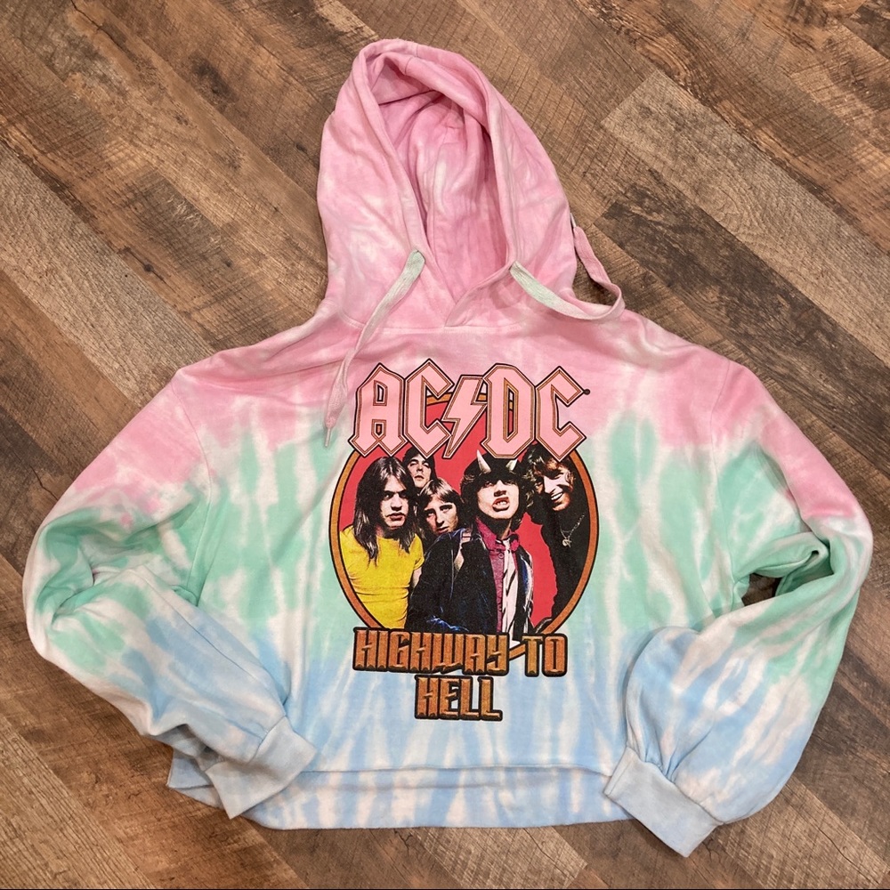AC/DC pastel tie dye dropped hoodie